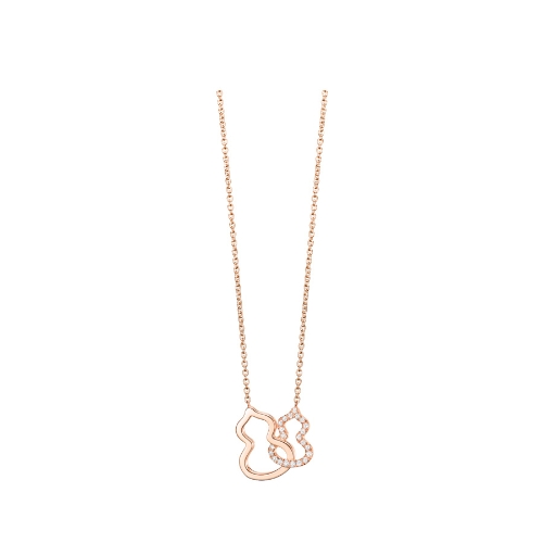 Qeelin Petite Double Wulu 18K 玫瑰金钻石项链