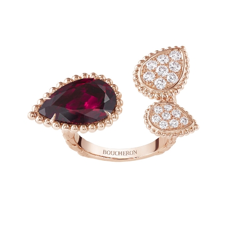 Boucheron 宝诗龙Serpent Bohème18K玫瑰金镶钻戒指