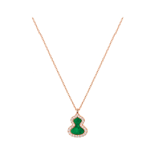 Qeelin Petite Wulu 18K 玫瑰金钻石及翡翠项链