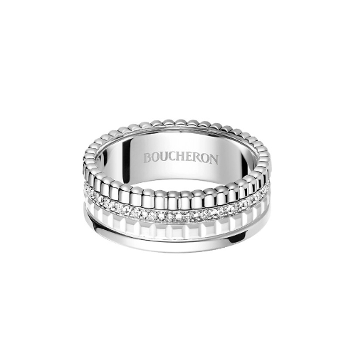 Boucheron 宝诗龙Quatre18K白金镶钻戒指
