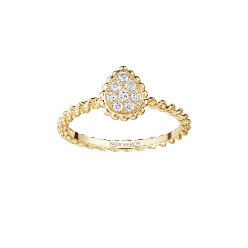 Boucheron 宝诗龙18K黄金镶钻戒指